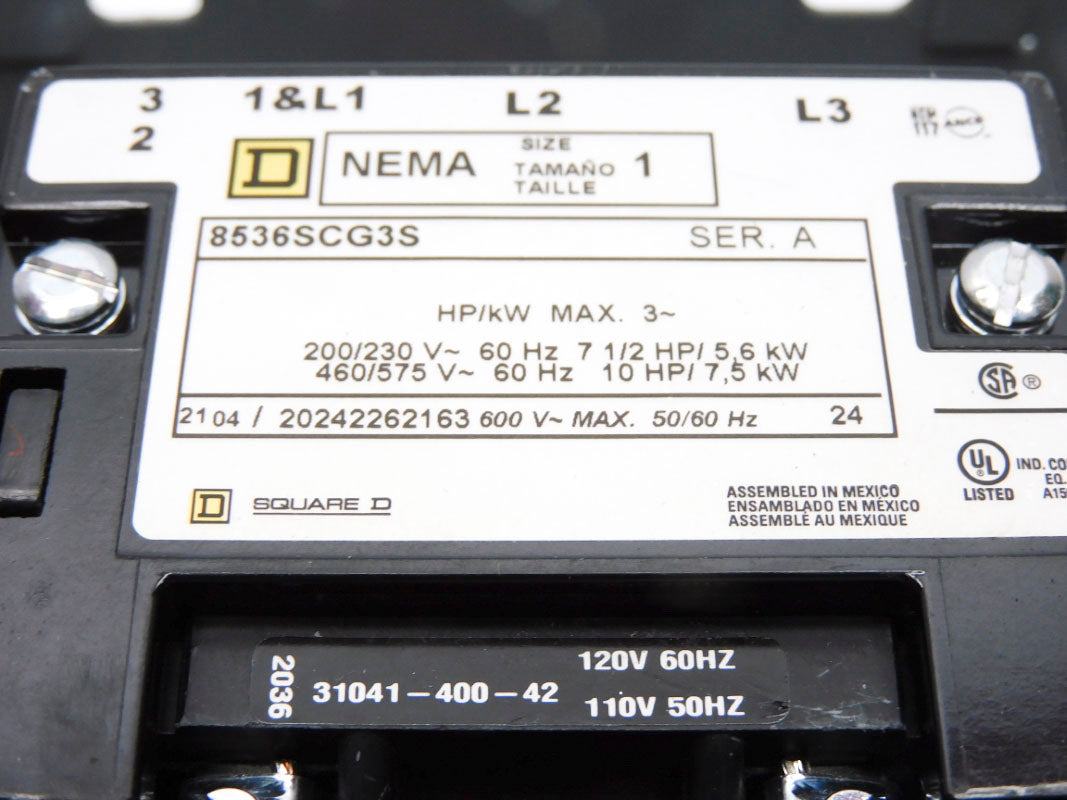 SQUARE D 8536SCG3V02S SER. A 110/120V NSNP