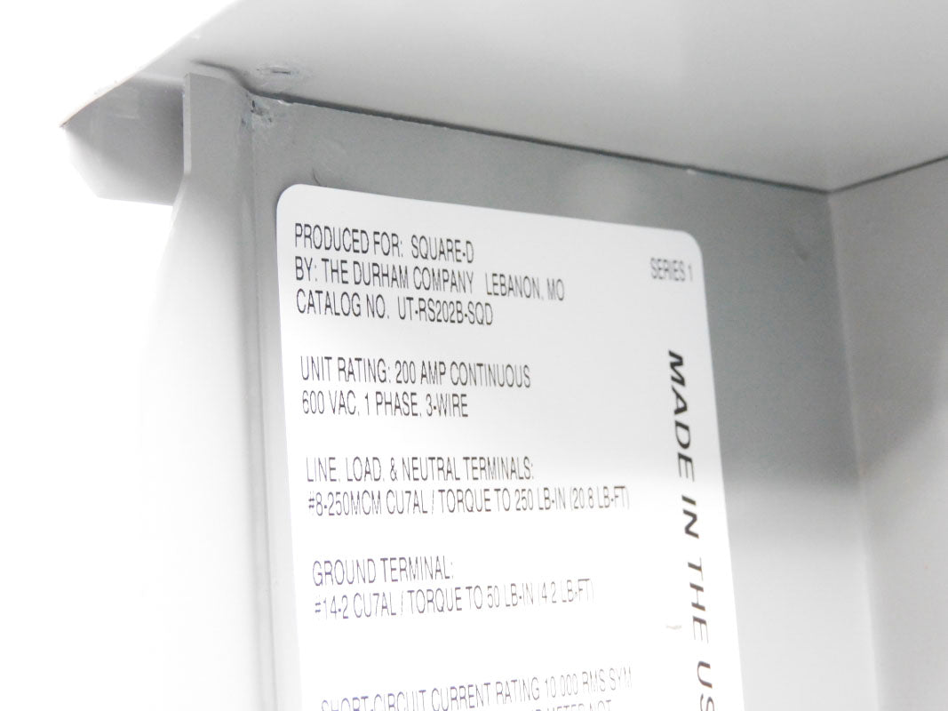 SQUARE D UTRS202B SER. 000 600VAC 200A NSMP