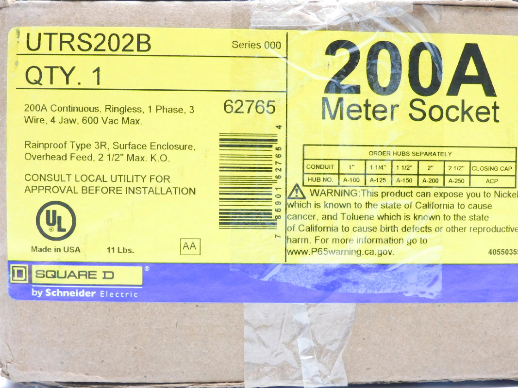 SQUARE D UTRS202B SER. 000 600VAC 200A NSMP