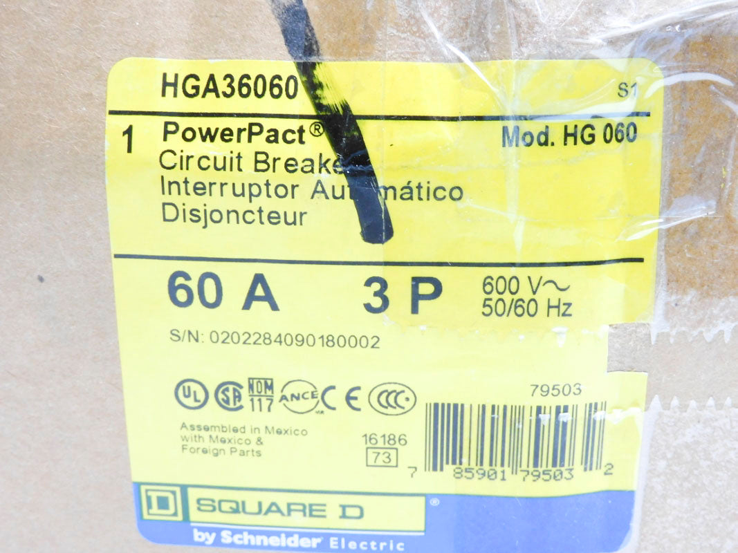SQUARE D HGA36060 600V 60A NSMP