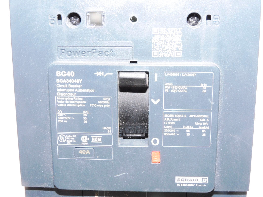 SQUARE D BGA34040Y 40A 480/277V NUPI