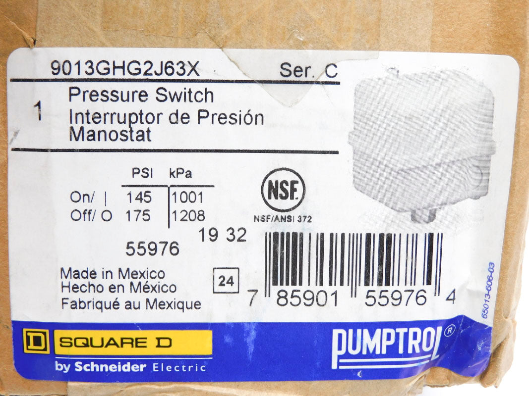 SQUARE D 9013GHG2J63X SER. C 145/175PSI NSMP