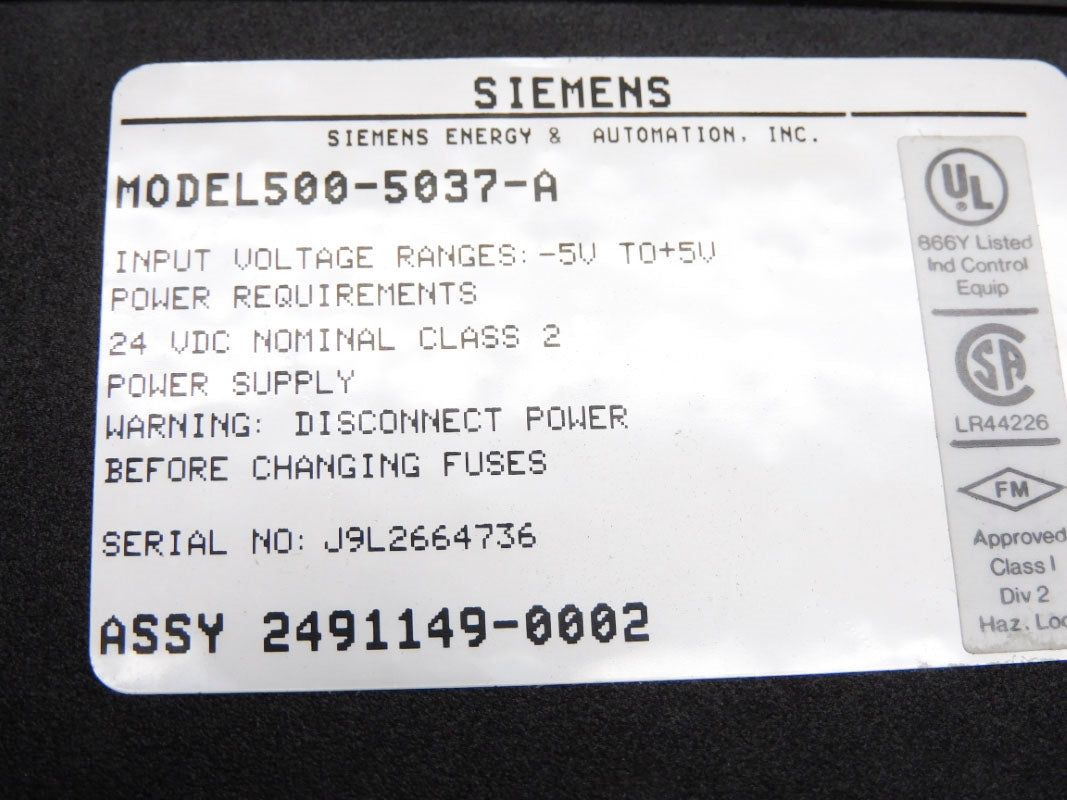 SIEMENS 500-5037-A -5/+5V UNMP