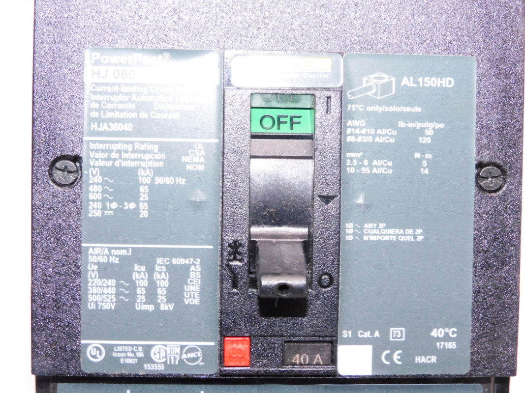 SQUARE D HJA36040 40A 600V NSMP