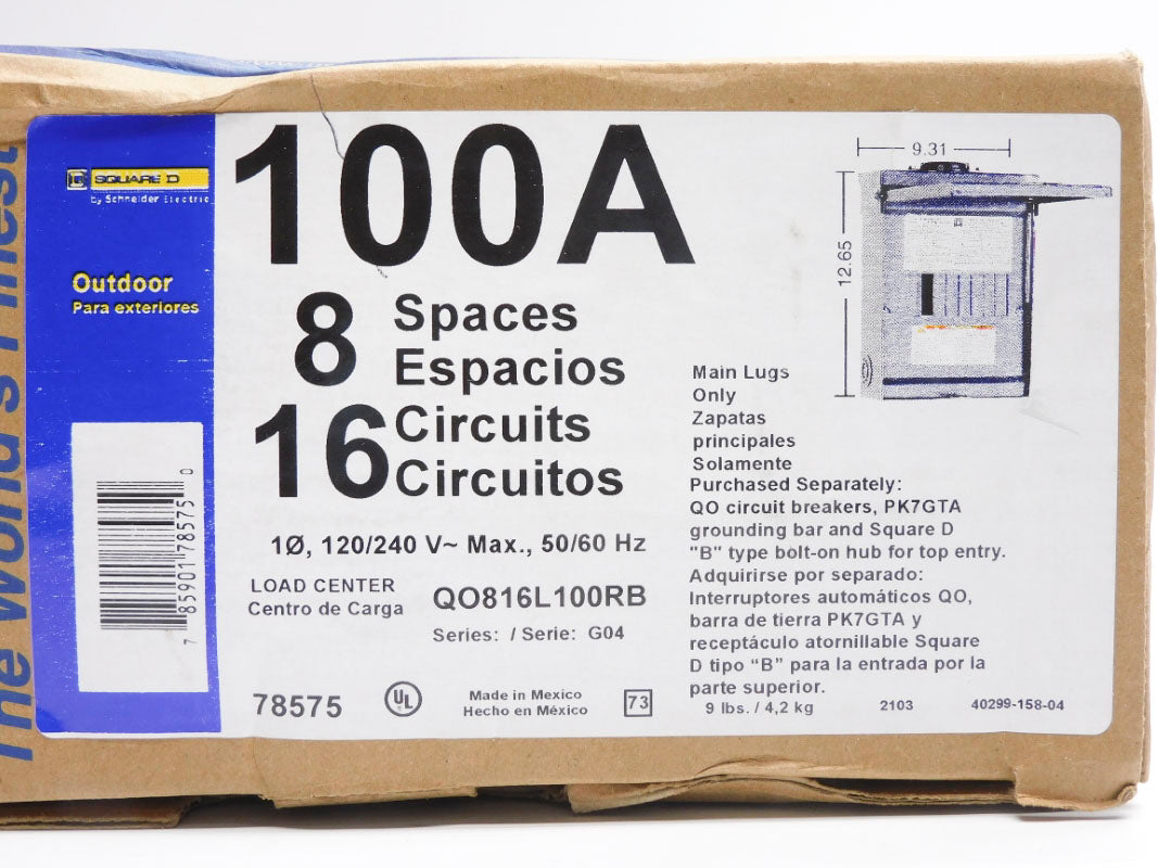 SQUARE D QO816L100RB SER. G04 120/240V 100A NSMP