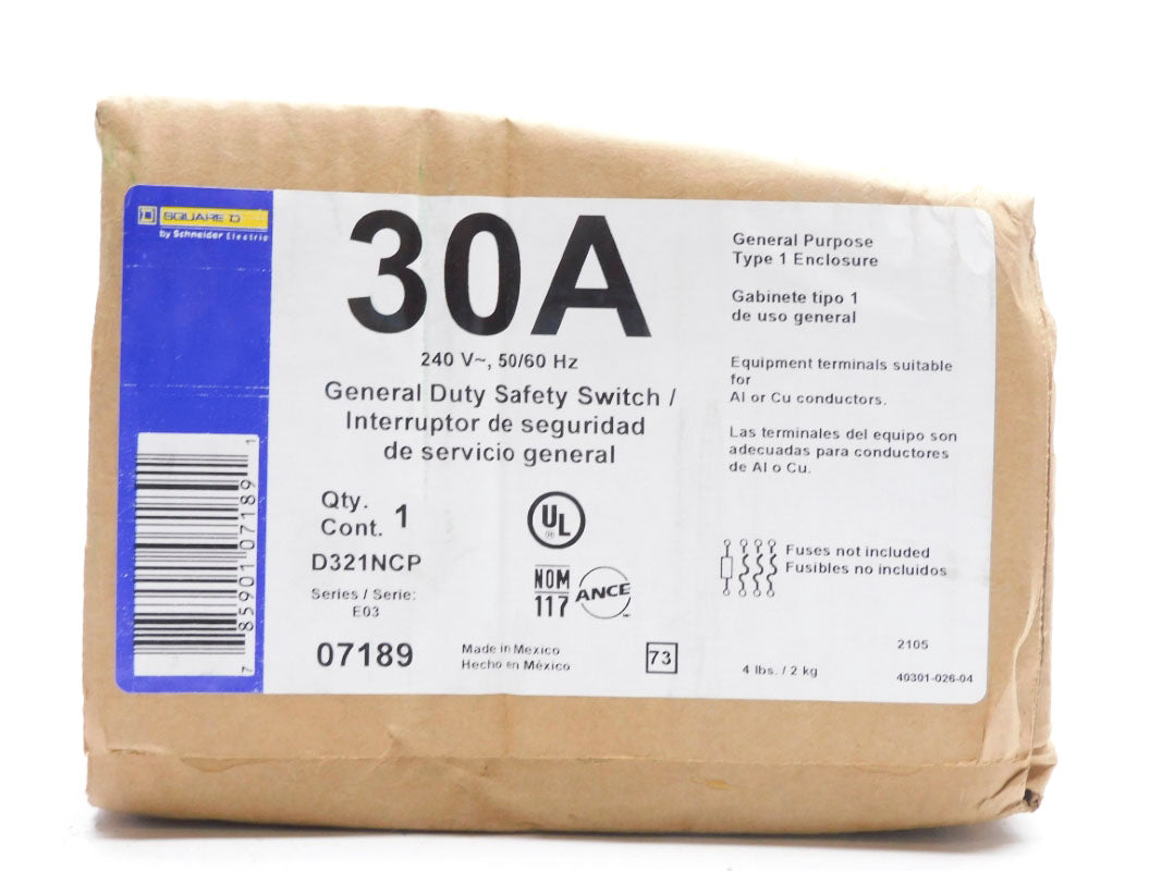 SQUARE D D321NCP SER. E03 30A 240V NSFS
