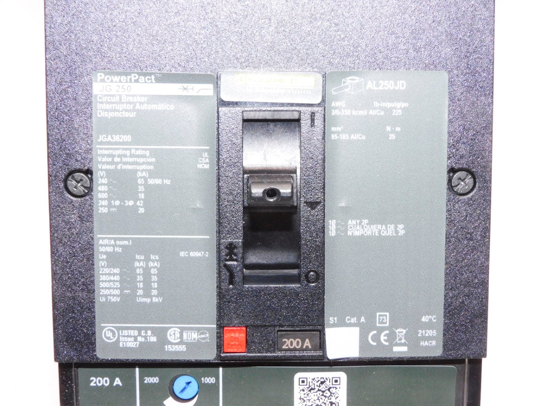 SQUARE D JGA36200 200A 600V (AS PICTURED) NSMP