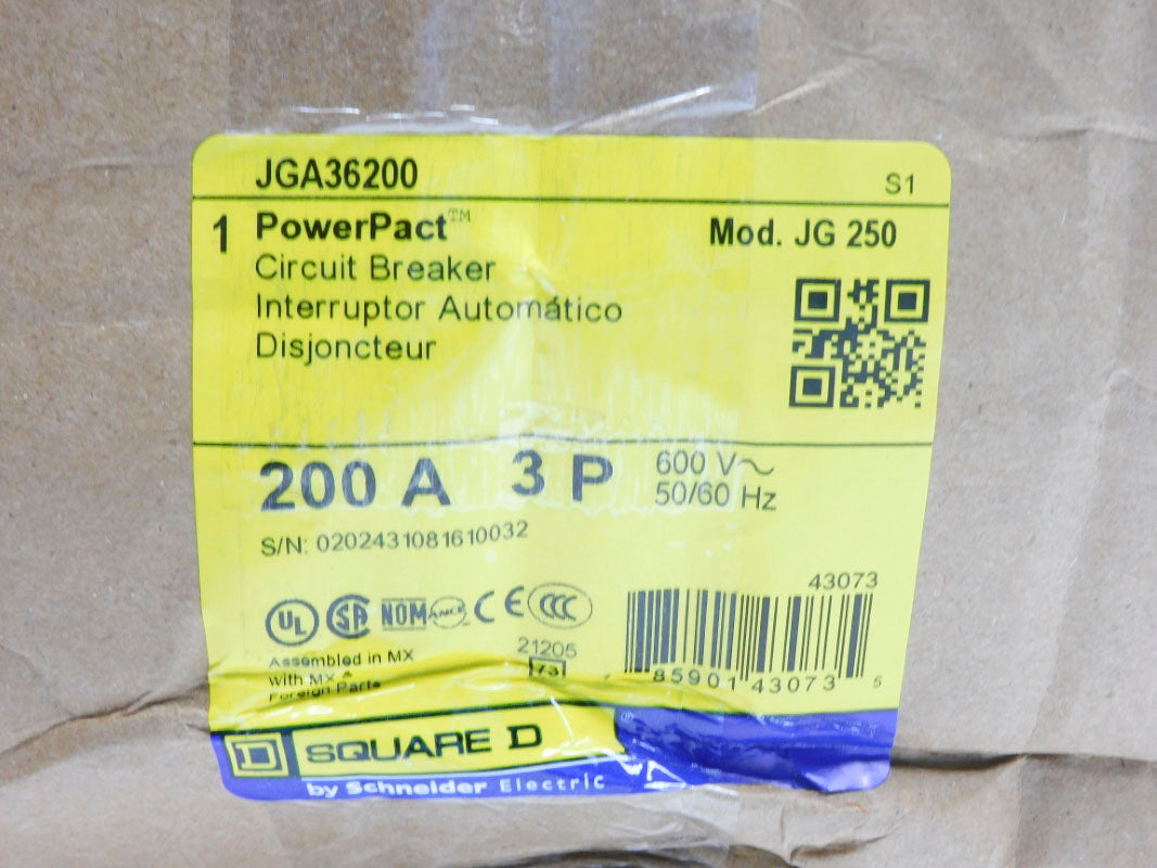 SQUARE D JGA36200 200A 600V (AS PICTURED) NSMP