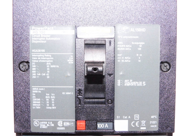SQUARE D HGA36100 600V 100A NSMP
