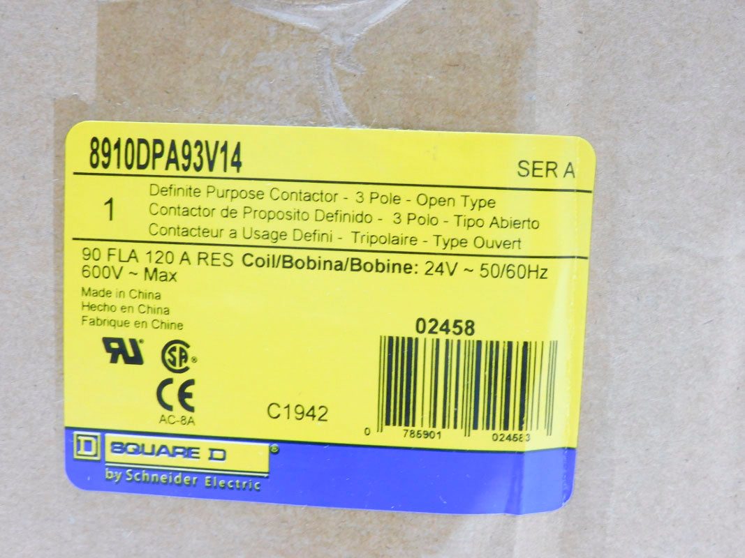 SQUARE D 8910DPA93V14 SER. A 24V 120A NSMP