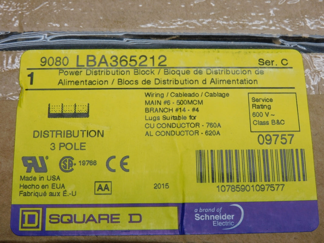 SQUARE D 9080LBA365212 SER. C 600V 760A NSFS