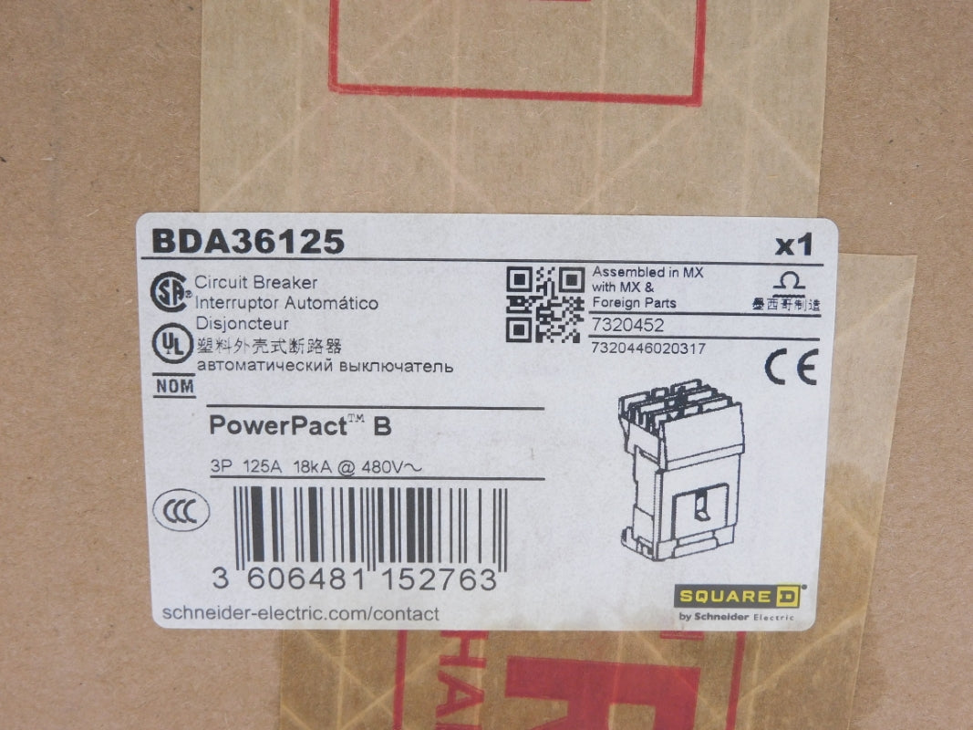SQUARE D BDA36125 480V 125A NSFS