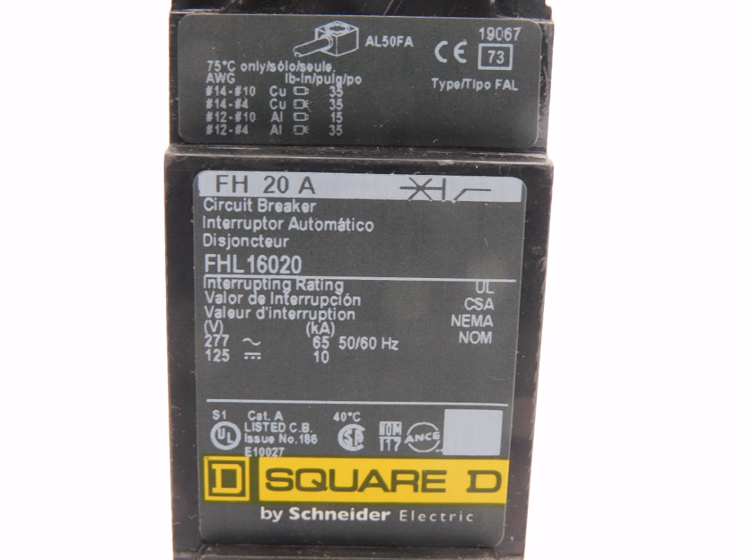 SQUARE D FHL16020 277V 20A (AS PICTURED) NSNP