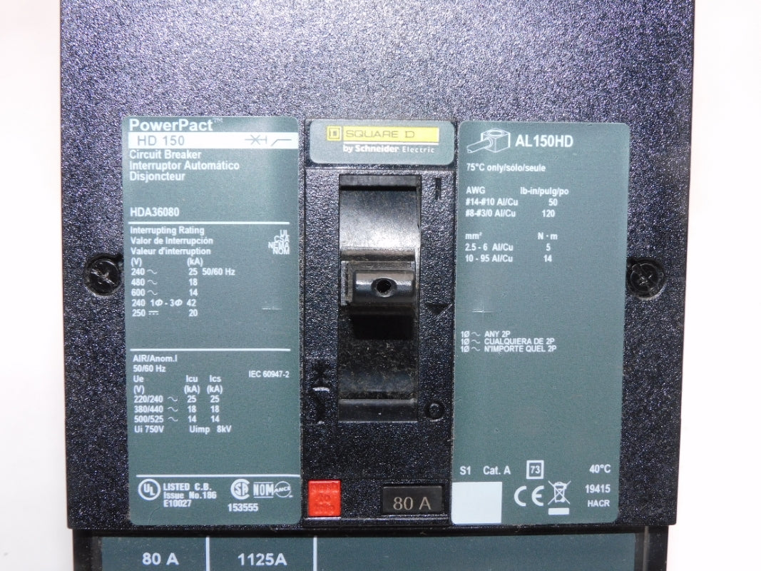 SQUARE D HDA36080 600V 80A NSMP