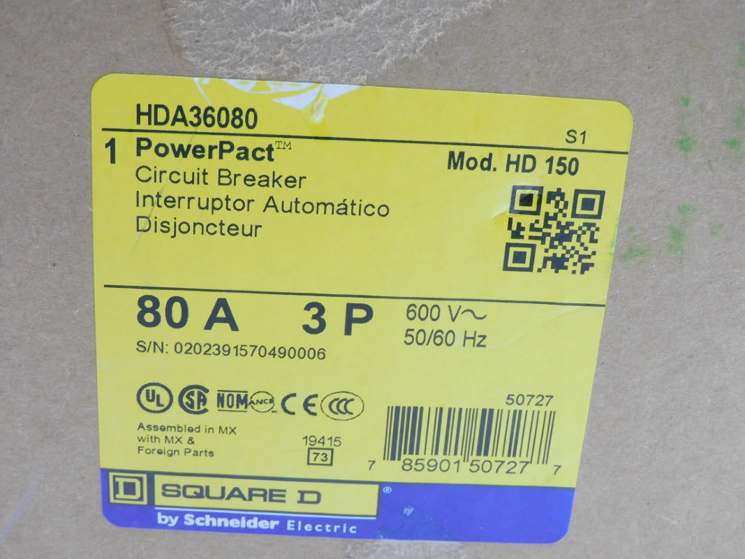 SQUARE D HDA36080 600V 80A NSMP