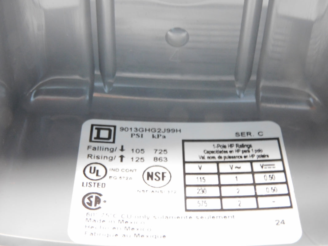 SQUARE D 9013GHG2J99H SER. C  575V 125PSI NSMP