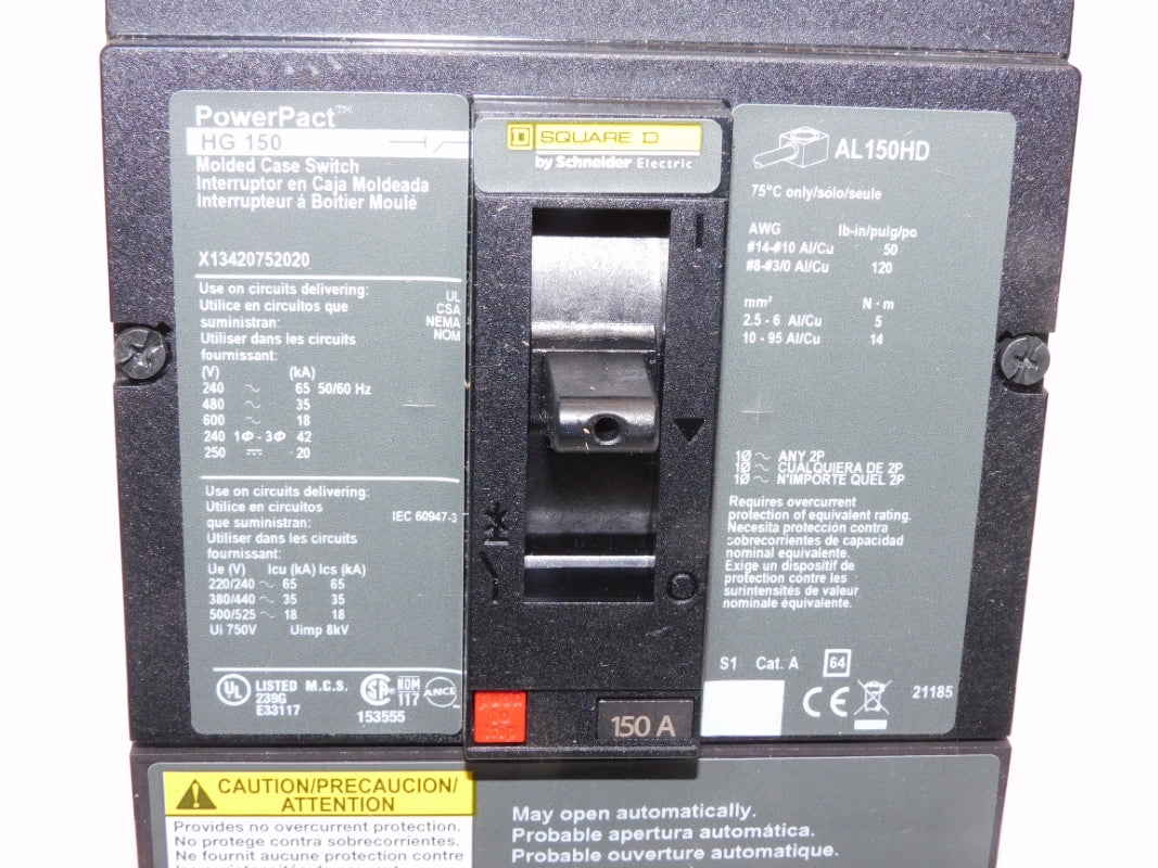 SQUARE D X13420752020 600V 150A NSMP