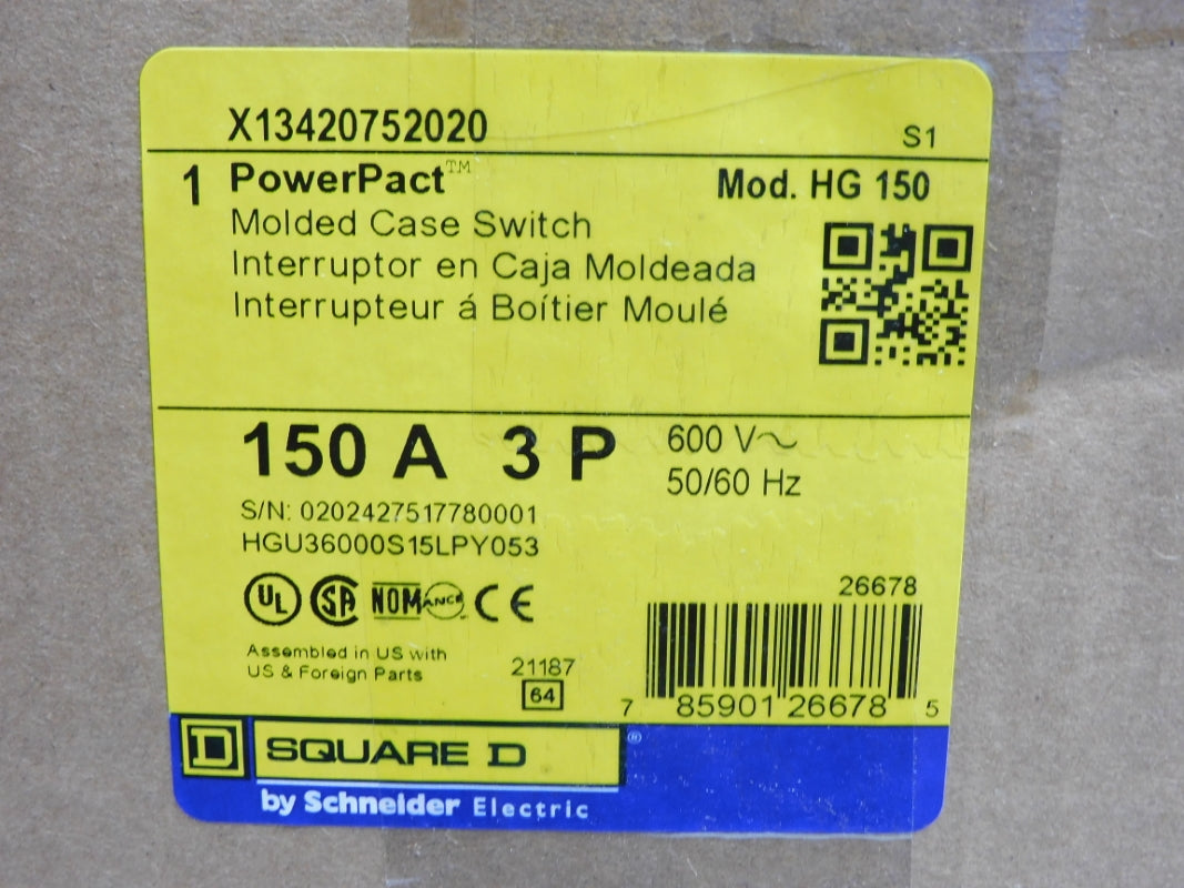 SQUARE D X13420752020 600V 150A NSMP