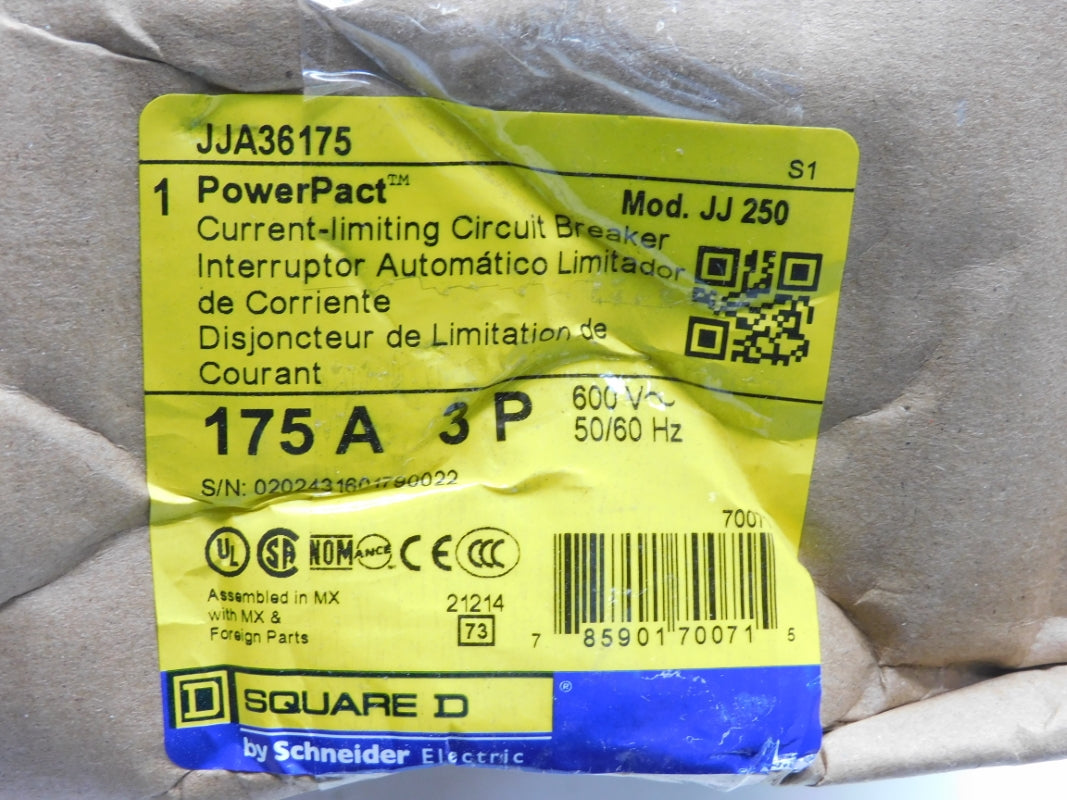 SQUARE D JJA36175 600V 175A (AS PICTURED) NSMP