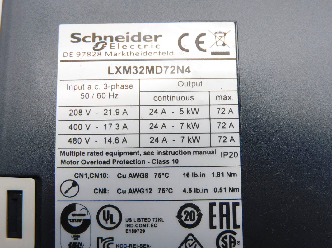 SCHNEIDER ELECTRIC LXM32MD72N4 480V 24A NSMP