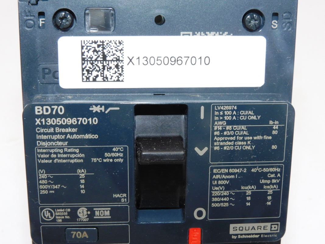 SQUARE D X13050967010 480V 70A NSMP