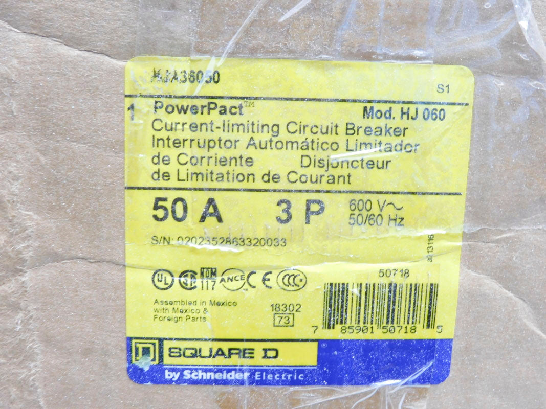 SQUARE D HJA36050 600V 50A (AS PICTURED) NSMP