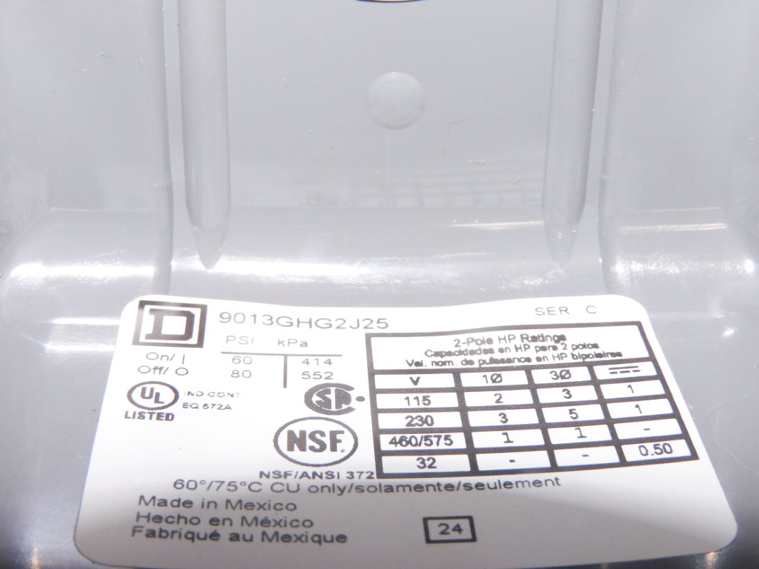 SQUARE D 9013GHG2J25 SER. C 575V 80PSI UNMP
