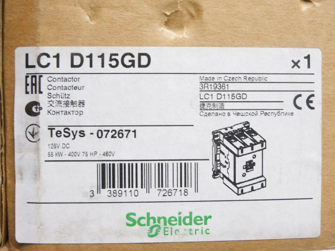 SCHNEIDER ELECTRIC LC1D115GD 460V 125VDC NSMP