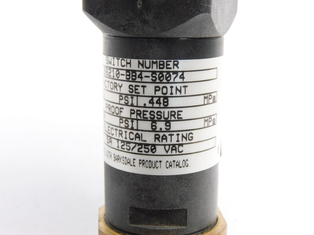 BARKSDALE 96210-BB4-S0074 250VAC 65PSI 5A NSNP