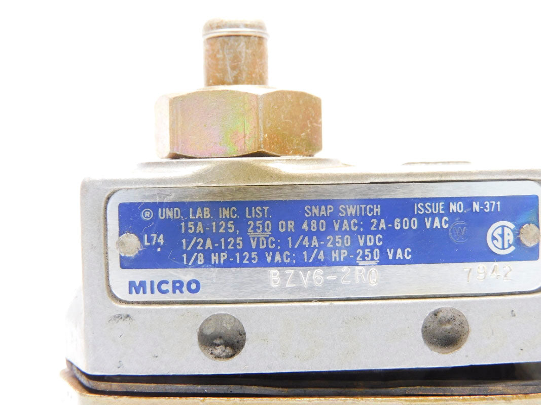 MICRO SWITCH BZV6-2RQ 600VAC 2A (GREY) NSMP