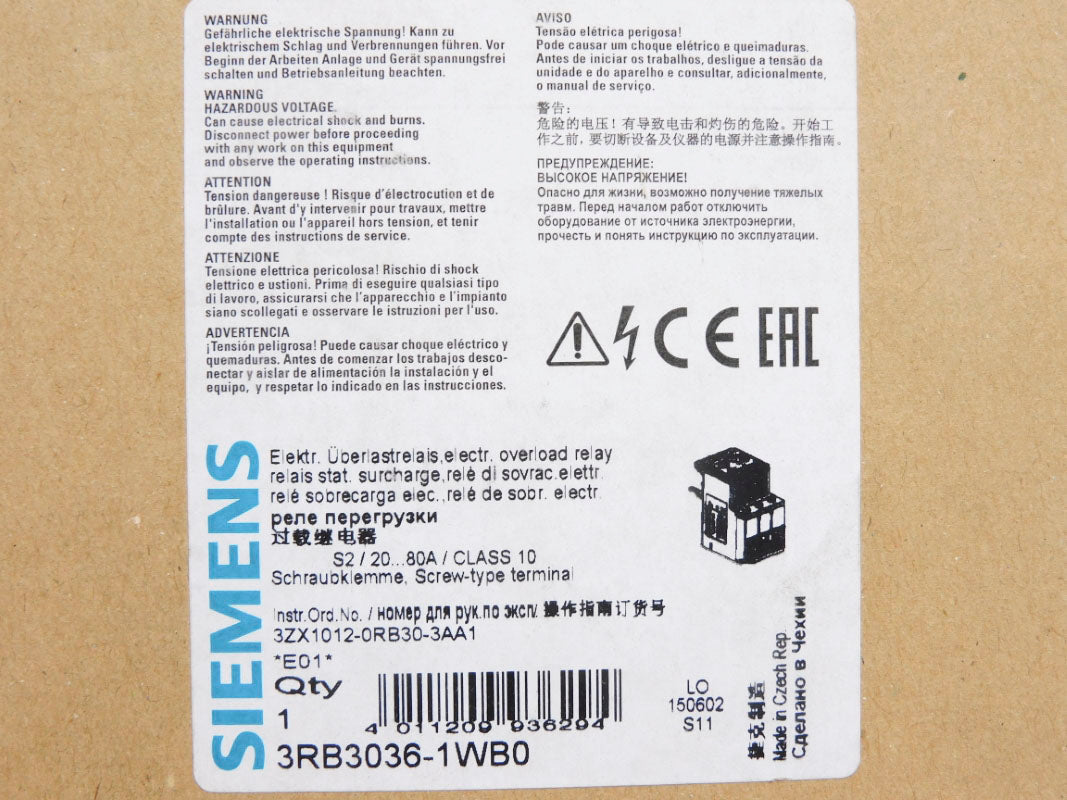 SIEMENS 3RB3036-1WB0 80A NSMP