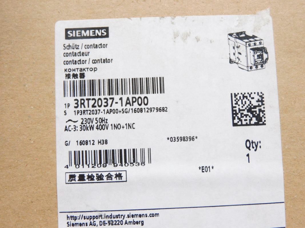 SIEMENS 3RT2037-1AP00 230V NSMP