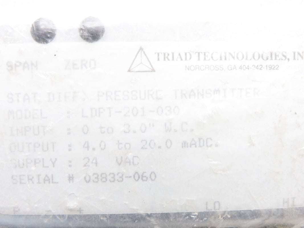 TRIAD TECHNOLOGIES LDPT-201-030 24VAC 0-3.0"W.C. NSNP