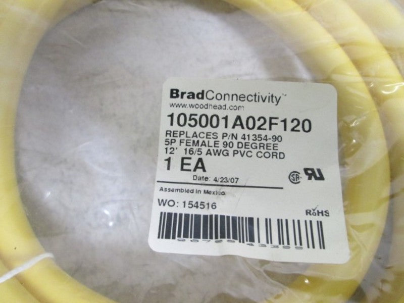 BRAD CONNECTIVITY FEMALE CORD 105001A02F120 * NEW IN FACTORY BAG *