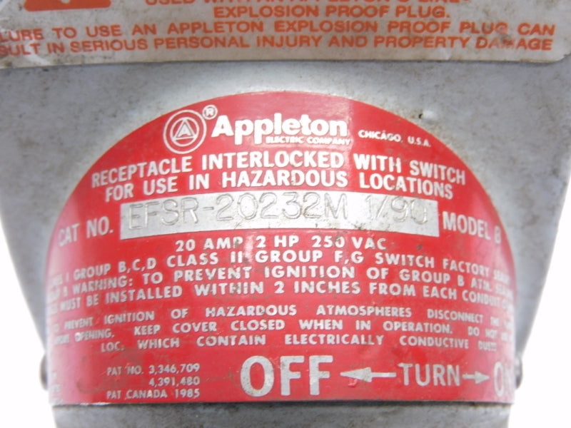 APPLETON EFSR-20232M 1/90 250VAC 20A NSNP