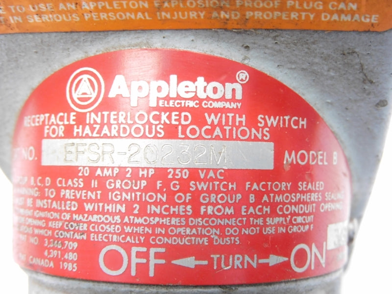 APPLETON EFSR-20232M 250VAC 20A NSNP