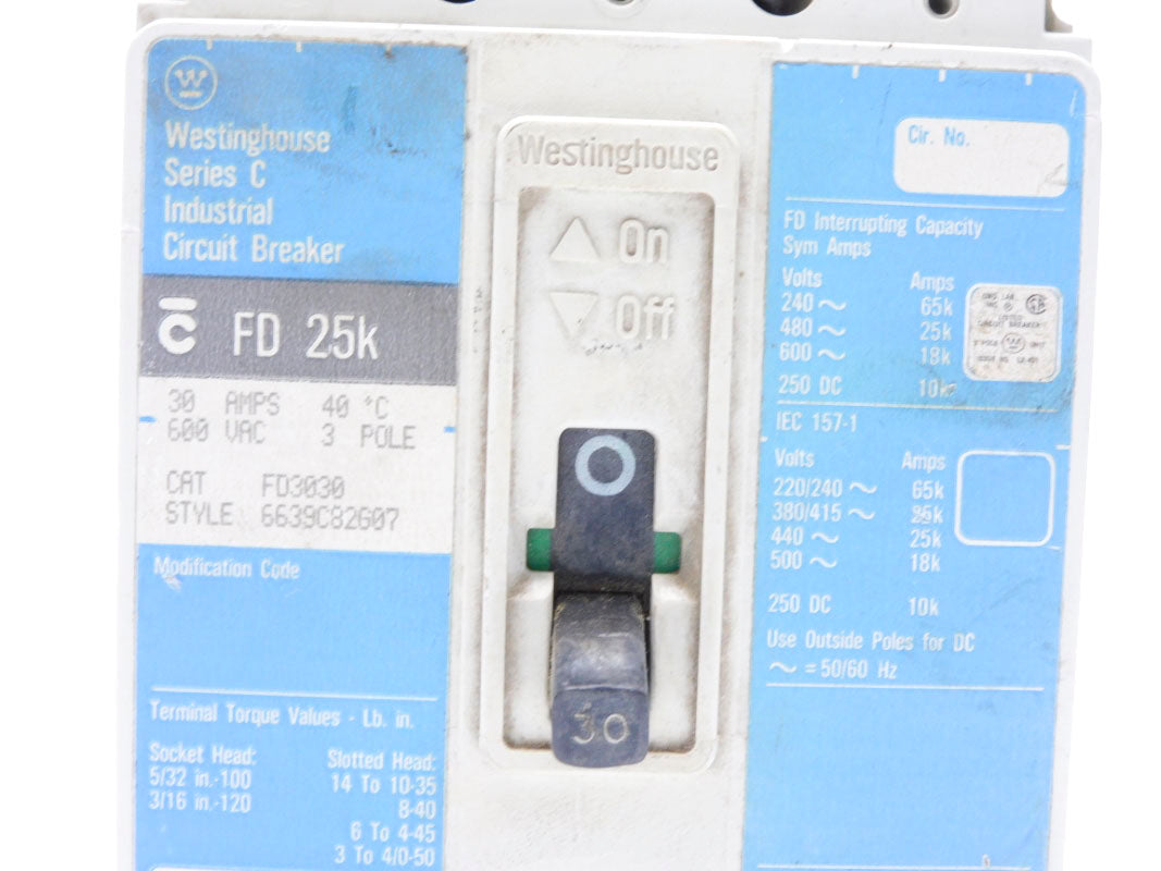 WESTINGHOUSE FD3030 SER. C 600VAC 30A UNMP