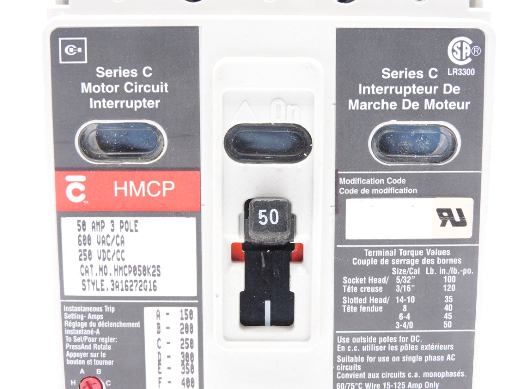 CUTLER HAMMER HMCP050K2S SER. C 600VAC 50A NSMP