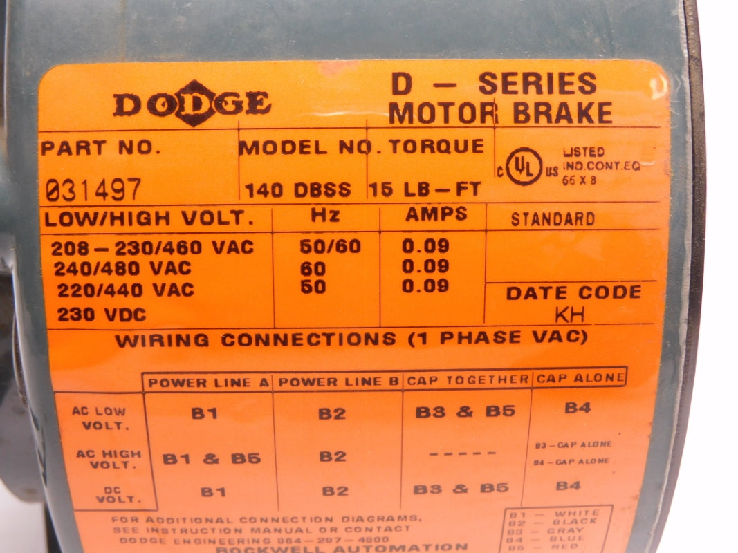 DODGE 031497 140DBSS 480VAC .09A UNMP