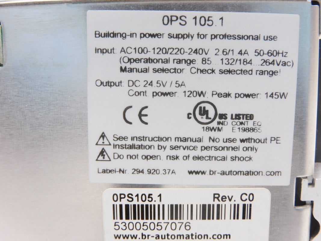 B&R AUTOMATION 0PS105.1 100-240VAC 2.6A NSMP