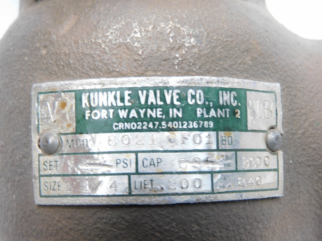 KUNKLE 6021GF01 125PSI 1-1/4" UNMP