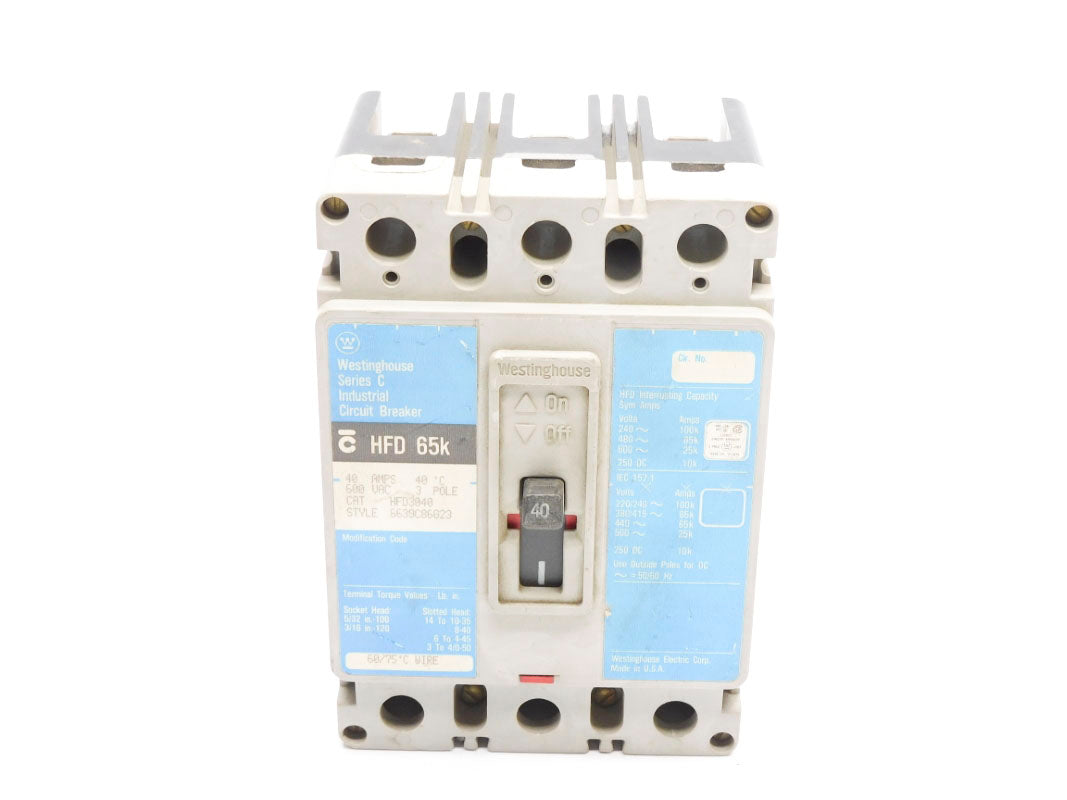 WESTINGHOUSE HFD3040 SER. C 600VAC 40A UNMP