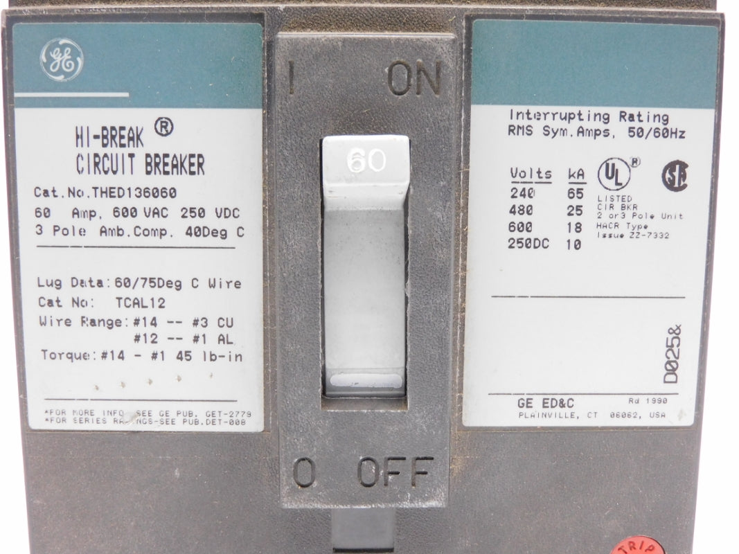 GENERAL ELECTRIC THED136060 600VAC 60A UNMP