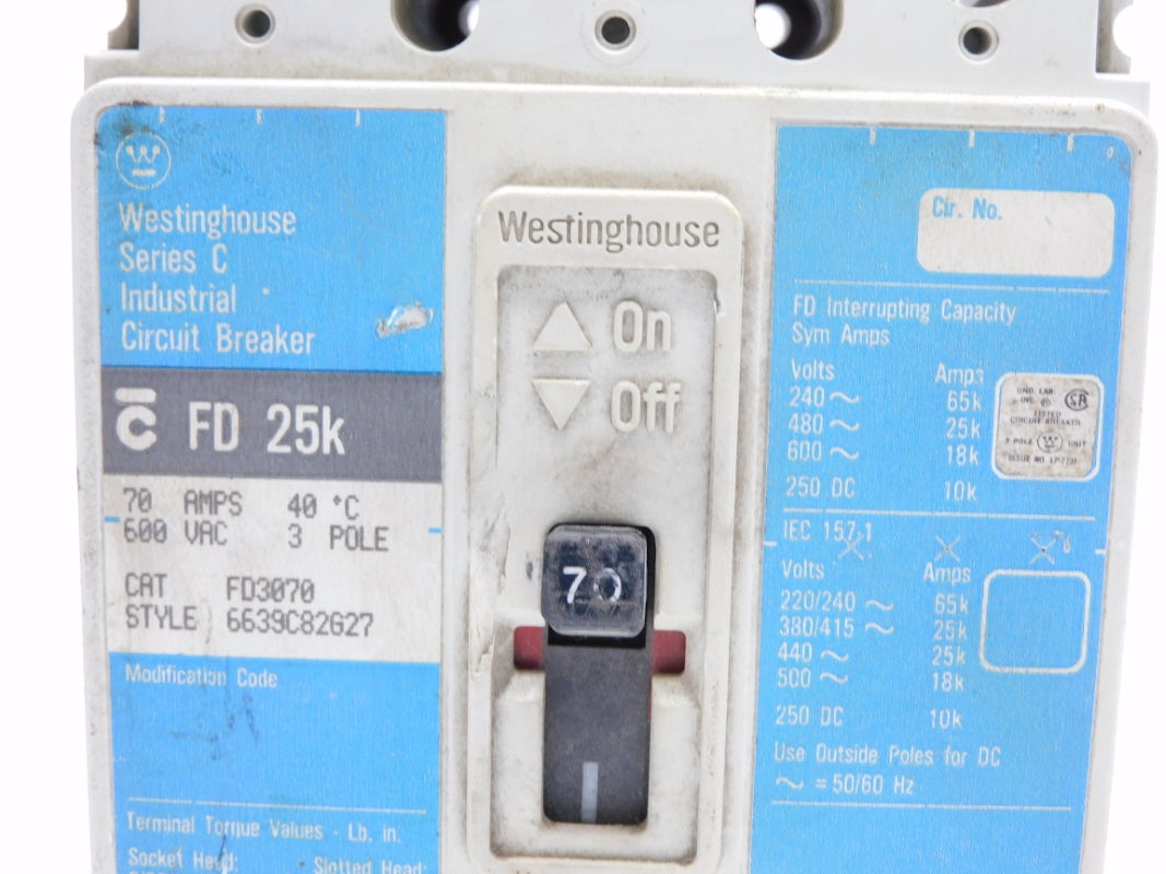 WESTINGHOUSE FD3070 SER. C 600VAC 70A UNMP