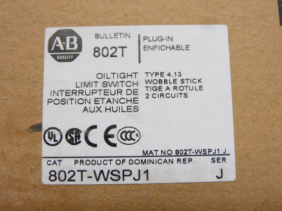 ALLEN BRADLEY 802T-WSPJ1 SER. J (BR/WH) NSFS