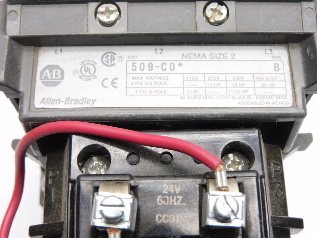 ALLEN BRADLEY 509-COJ SER. B 24V 45A (BR/WH) NSMP