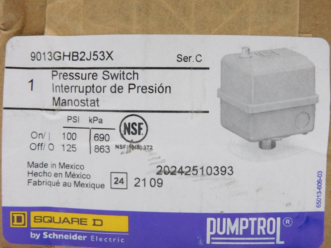 SQUARE D 9013GHB2J53X SER. C 125PSI NSFS
