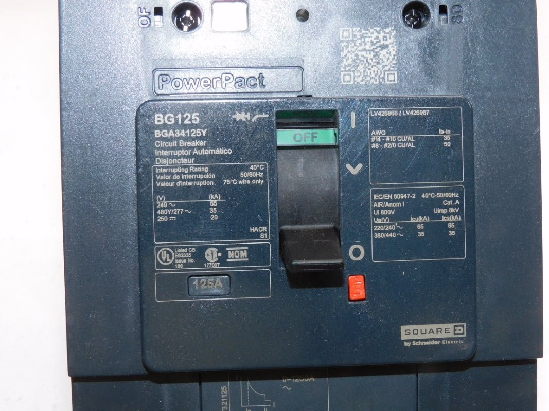 SQUARE D BGA34125Y 480V 125A NSNP