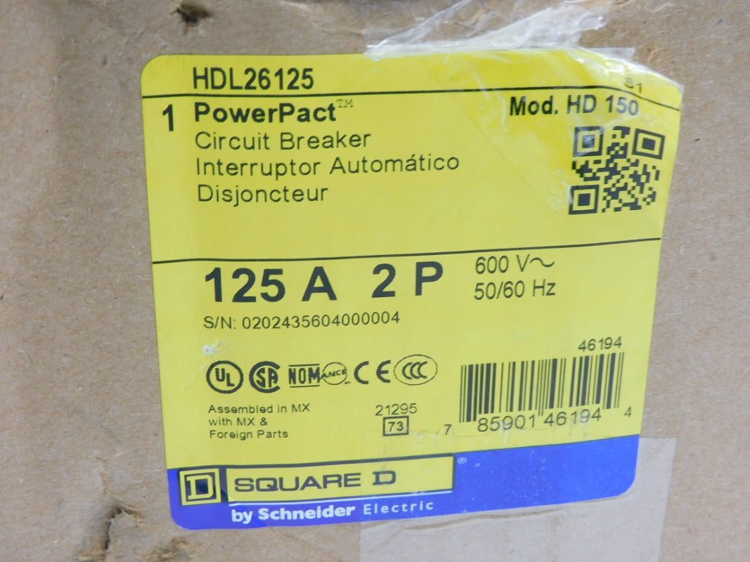 SQUARE D HDL26125 600V 125A NSMP