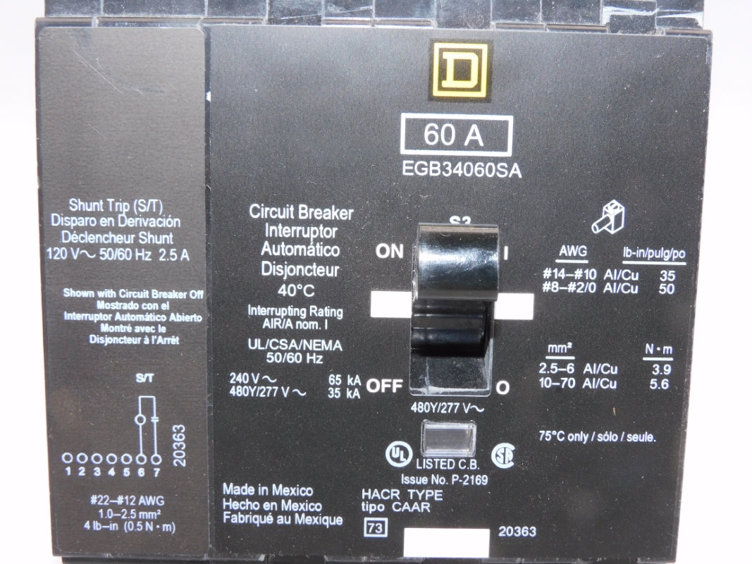 SQUARE D EGB34060SA 480V 60A NSMP